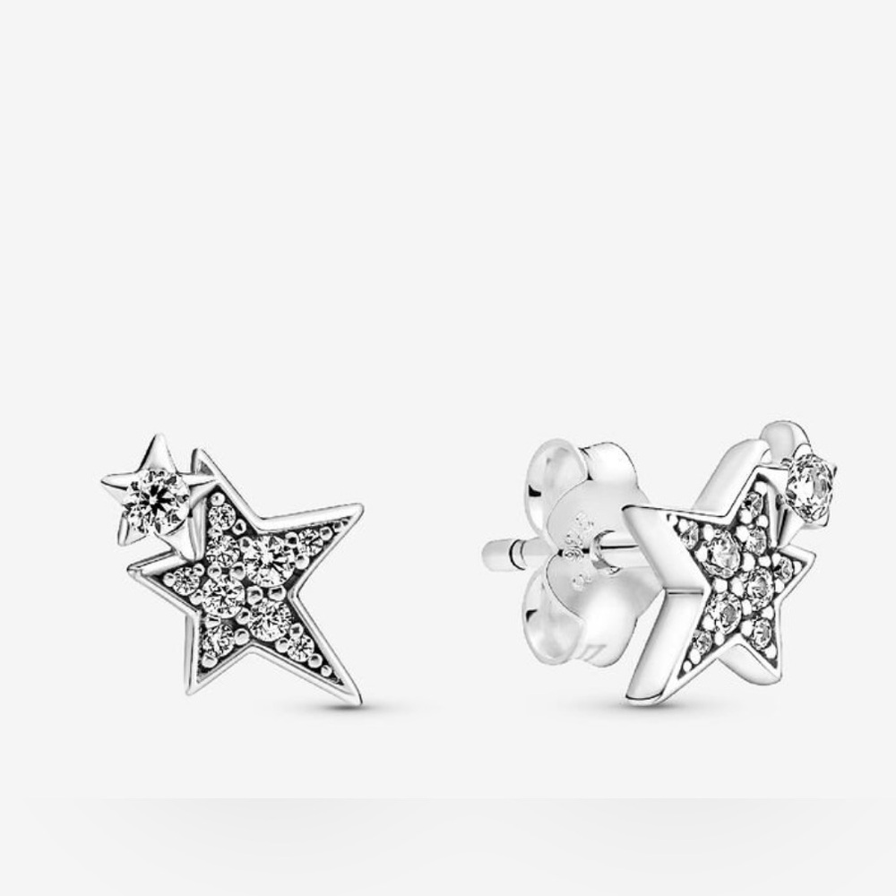 Pandora Sparkling Asymmetric Stars Stud Earrings